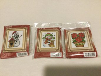 3 2x3 Counted Cross Stitch Christmas Picture Kits