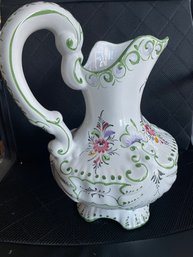 Large Hand Painted Portugal Pitcher