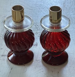 Vintage Avon Red Candle Holders