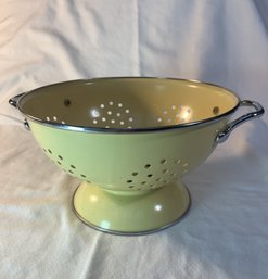 Vintage Cream And Chrome Metal Colander