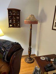 Rare 1920s Mahogany Floor Lamp With Mostly Original Shade