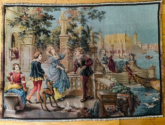 Vintage Belgian Venetian Renaissance Canal Scene Tapestry