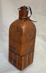 Vintage Leather Covered Bottle With Cork