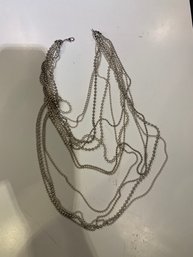 Chicos Multi-Strand Silver Bead Necklace