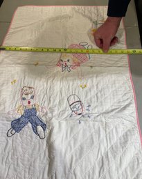 Vintage Baby Quilt - Jack And Jill Figures