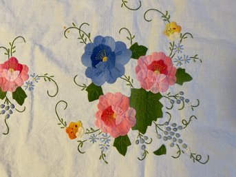 Appliqued And Embroidered Tablecloth