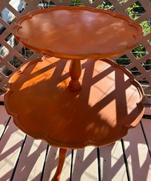 Orange Scalloped Side Table- 2 Tiers