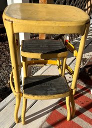 Vintage Yellow Folding Stool