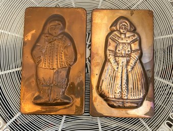 Vintage Copper Boy And Girl Mold With Hanger