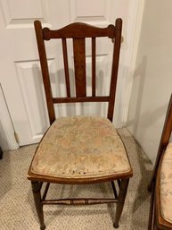 Vintage Wooden Chairs With Fabric Covered Seats