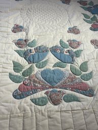 Love Birds Quilt With Hearts And Tulips