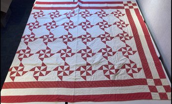 Red And White Pinwheel Quilt