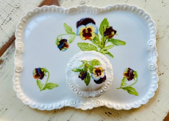 Vintage Porcelain Tray With Matching Trinket Box