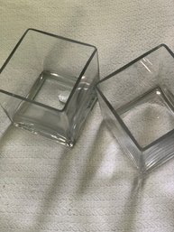 2 Square Glass Vases