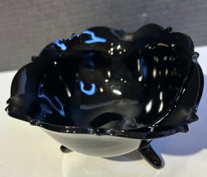 LE Smith Black Glass Footed Bowl