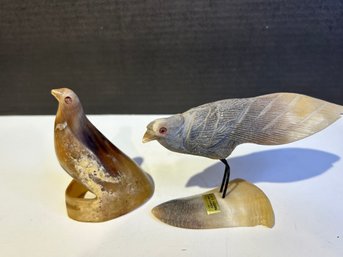 Cow Horn Bird Figurines