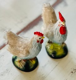Vintage Porcelain Figurine Hen And Rooster Set