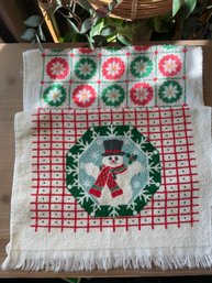 2 Vintage Holiday Hand Towels