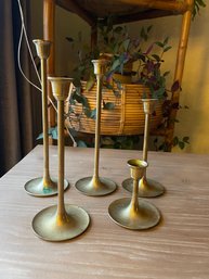 5 Pc Brass Candle Holders