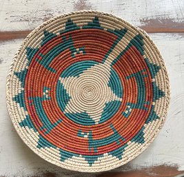 13 Inch Bohemian Wicker Decorative Wall Plate Hand Painted  African Hanger Round Basket And Macrame Hoop