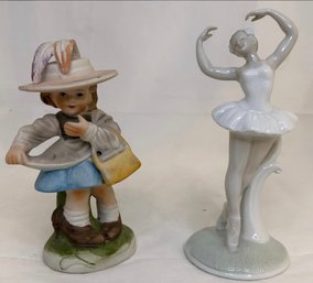 Ceramic Figurines Ballerina By Otagiri And A Young Girl