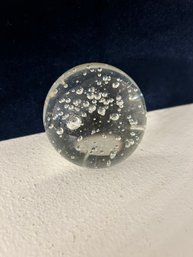 Clear Glass Paperweight With Controlled Bubbles