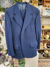 Navy Blue Suit, Light Blue Pinstripes