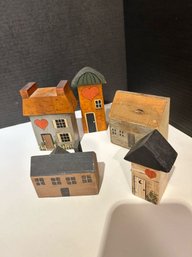 Set Of 5 Wood Houses