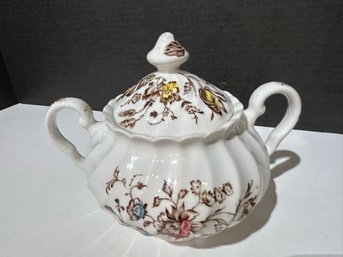 Johnson Brothers Staffordshire Bouguet Brown Sugar Bowl And Plates