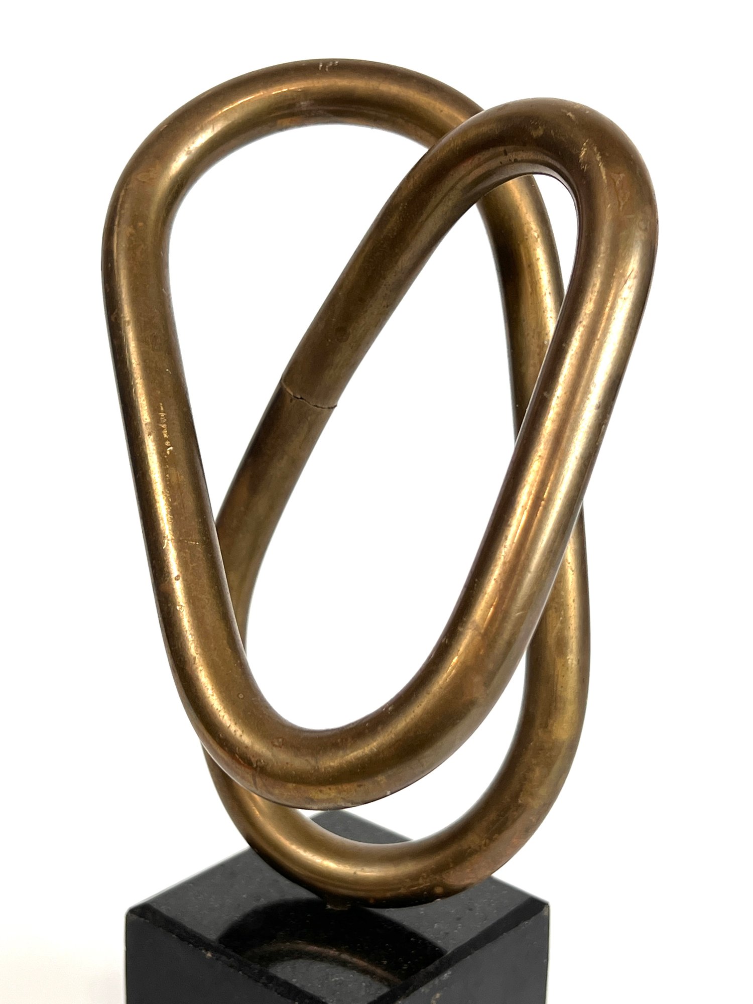 Mid Century Bronze Art Sculpture Marble Base Twisted Abstract Unsigned ...