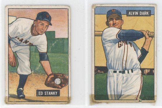 Lot Of (2) 1951 Bowman Baseball Cards Ed Stanky And Al Dark