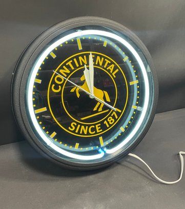 Continetal Tires Neon Advertising Clock Mint Condition