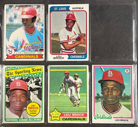 Lot Of 5 1960s 1970s Lou Brock Cards
