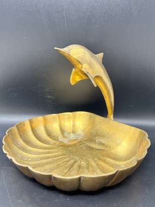 Vintage Brass Dolphin Trinket Dish