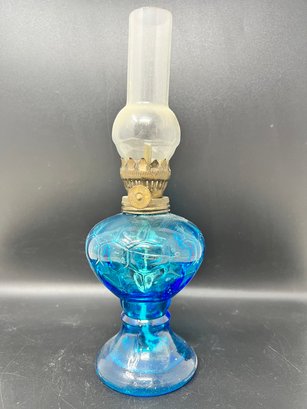 Vintage Cobalt Glass Oil Lamp