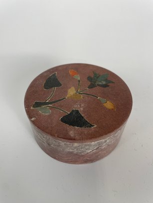 Vintage Soapstone Round Trinket Box