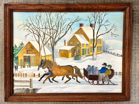 Signed - Currier Ives - Reproduction Painting - Framed