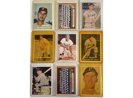 Lot Of 9 1957 Topps Baseball Cards W/ HOF (3)