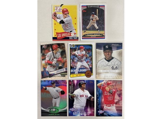 Baseball Card Lot Stars Derek Jeter, Mike Trout Mickey Mantle, Ohtani , Ortiz (8)