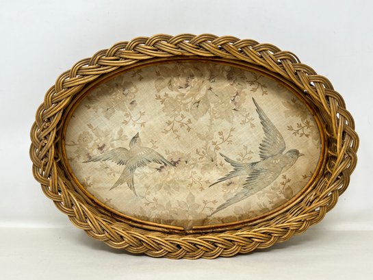 Vintage Dresser Tray With Swallows