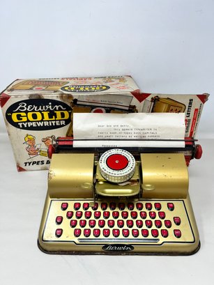 Vintage Berwin Gold Typewriter - In Original Box - As Is