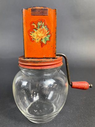 Vintage Glass And Metal Nut Grinder Orange Folky Design