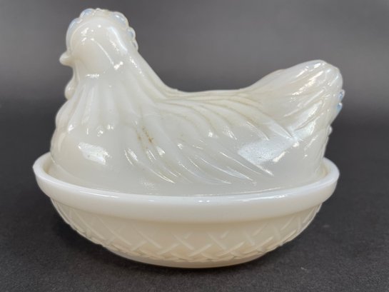 Vintage Glass Nesting Hen Dish