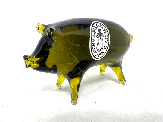 Pilgrim Art Glass Pig