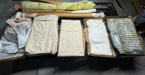 Huge Mid Century Vintage Fabric Lot Linens Upholstery More