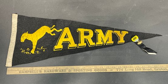 Vintage Army Pennant And Pin