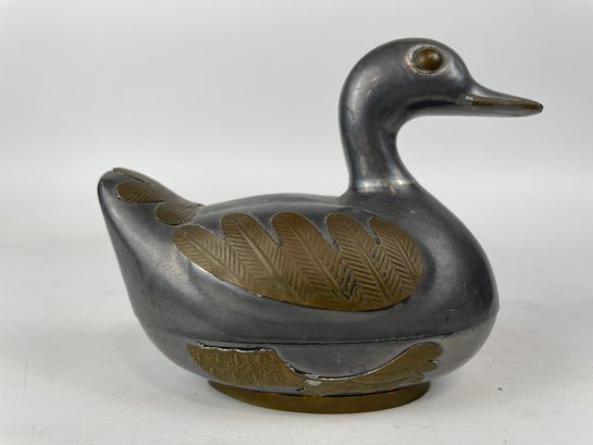 Pewter W/ Brass Detail Duck Box