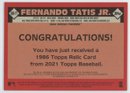 2021 Topps 1986 Fernando Tatis Jr. Relic