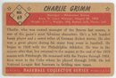 1953 Bowman Color Charlie Grimm Signed