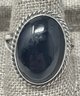 Signed Sterling Silver & Onyx Ring Size 7.75